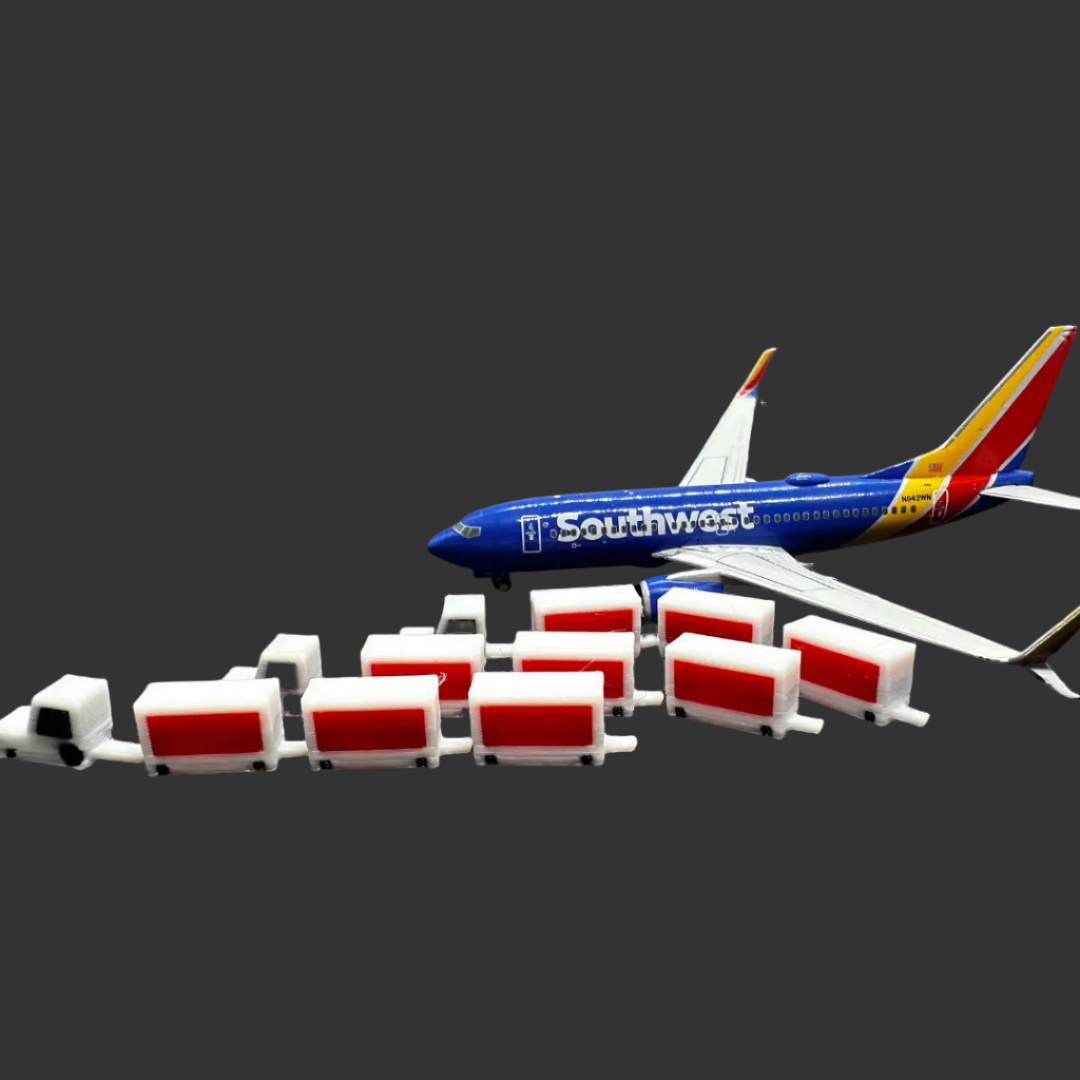 3x 1:400 Scale Airport Baggage Carts