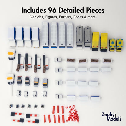 1:400 Scale Airport Ground Service Equipment (GSE): 96-Piece Set