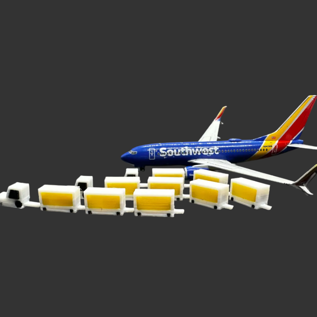 3x 1:400 Scale Airport Baggage Carts
