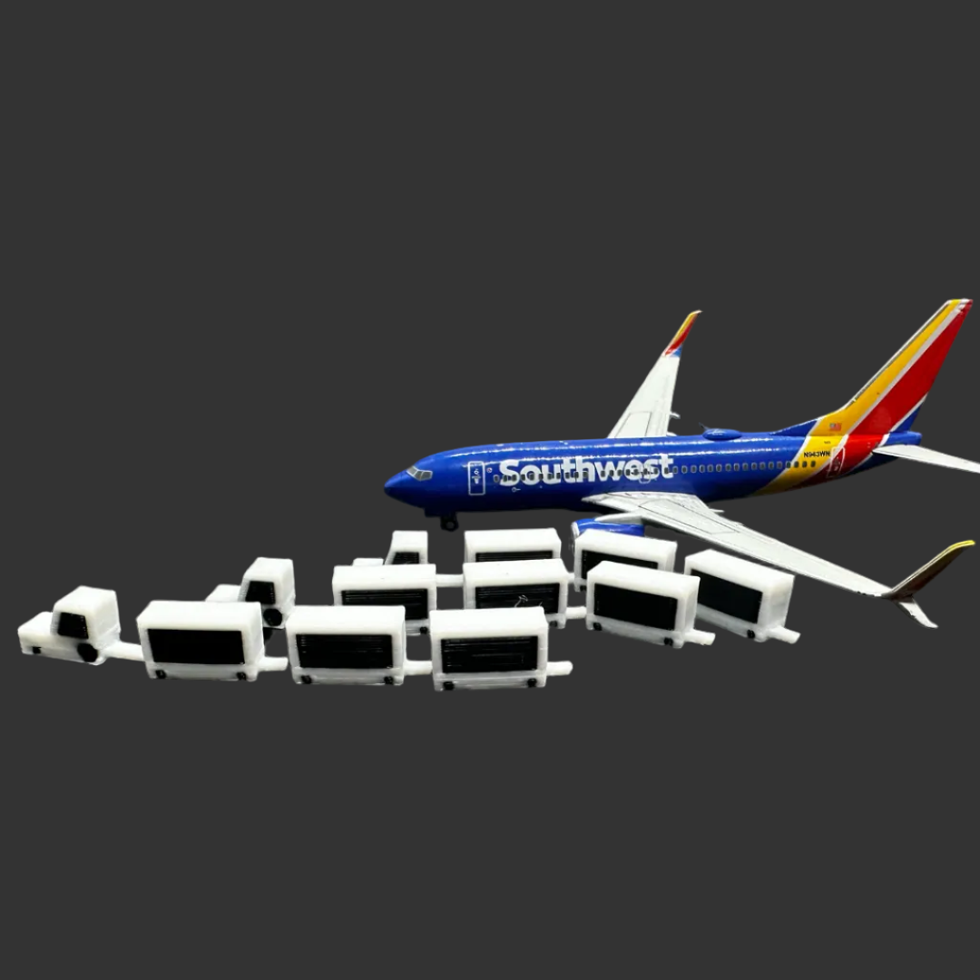 3x 1:400 Scale Airport Baggage Carts