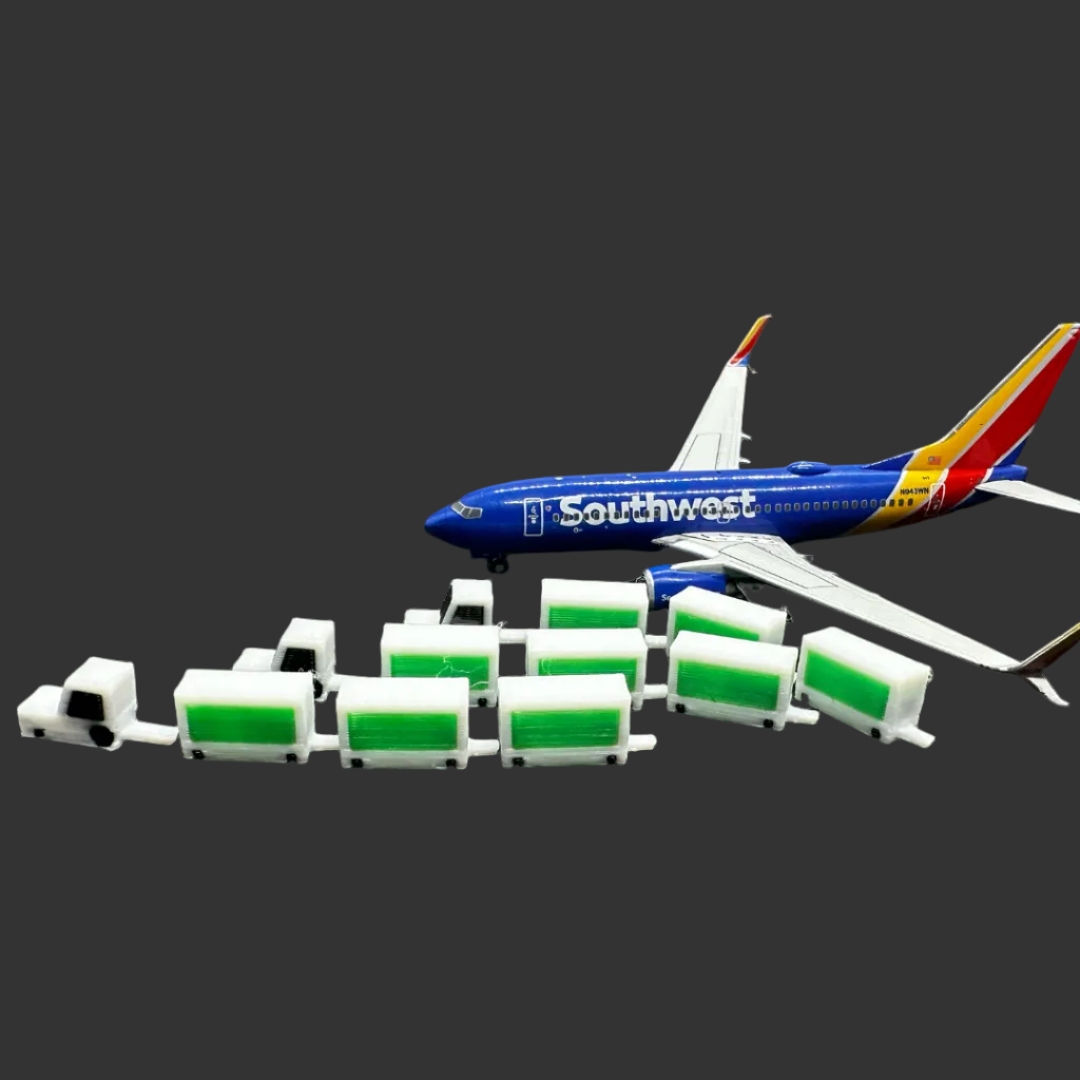 3x 1:400 Scale Airport Baggage Carts